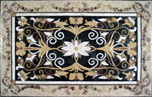 CR209 Elegant black gold & white floral mosaic